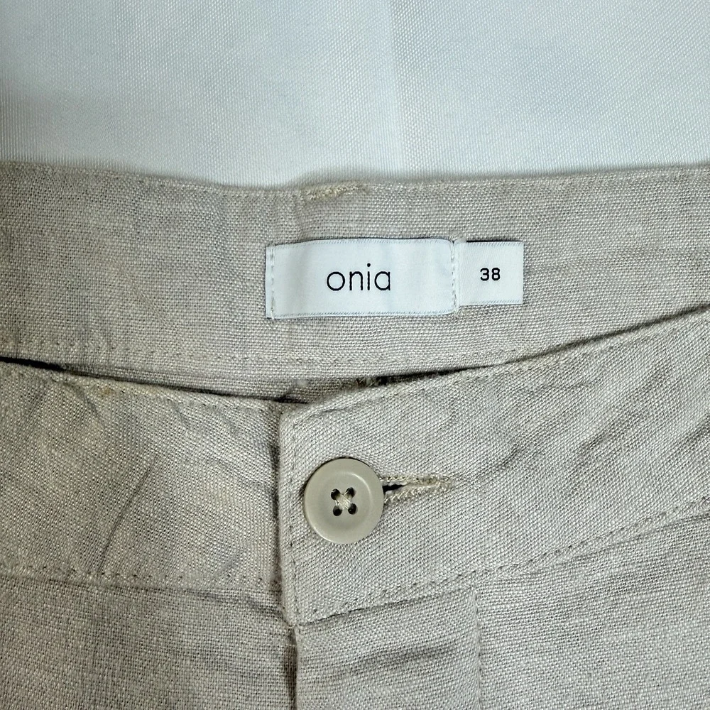 Onia Mens 38x32 Linen Cotton Pants Cream Button Fly Straight Lounge Resort Beach
